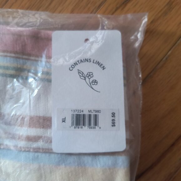 Men's Lucky Brand Soft Linen Blend Striped Short Sleeve Button Down Shirt NWT - Picture 6 of 6